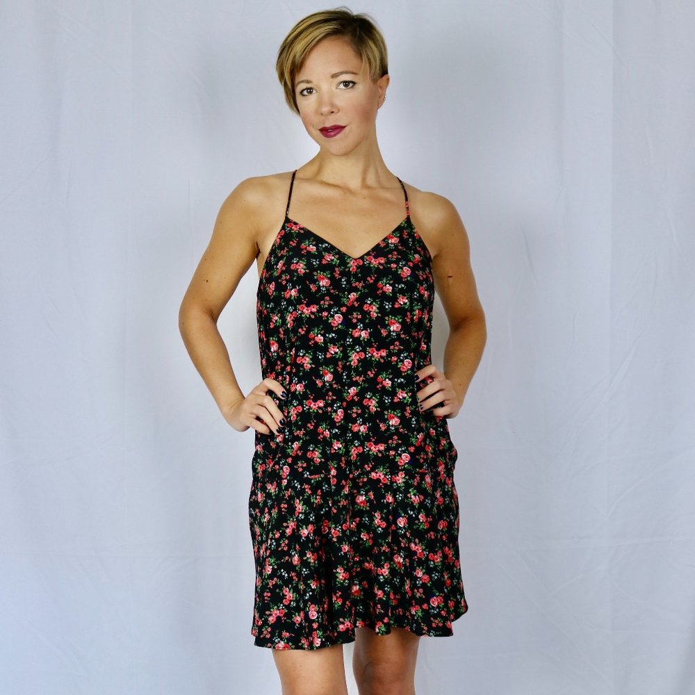 Express Black Floral Mini Dress